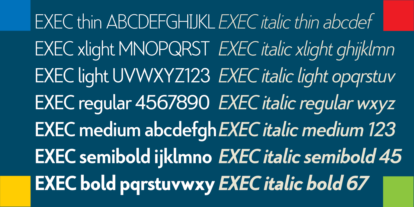 Exec Italic Font preview